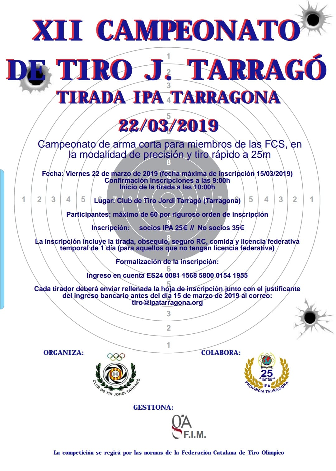 XII CAMPEONATO DE TIRO IPA TARRAGONA – Club de Tir Jordi Tarragó