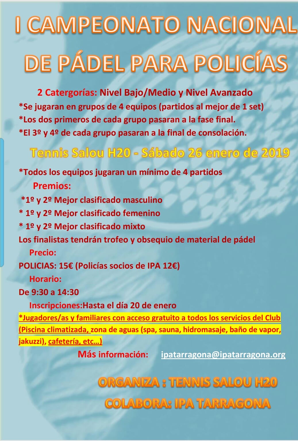Campeonato nacional de pádel para policías